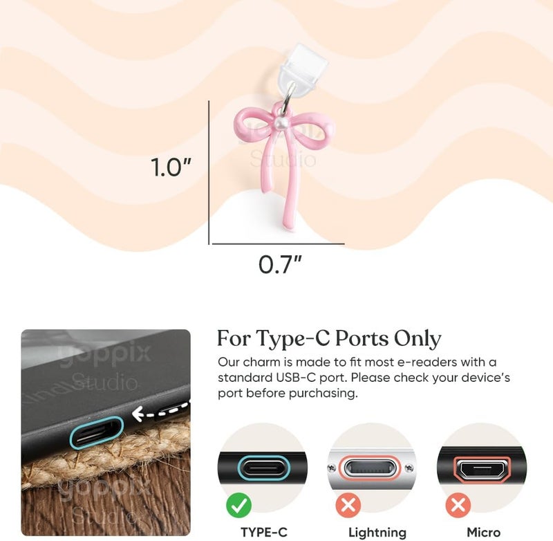 YOPPIX 9PCS Charms for Kindle, Dust Plug Charm Compatible with Type C Charging Port, Gift for Book Lover Readers Men Women Teachers Students, Accessories for Kindle - Image 4